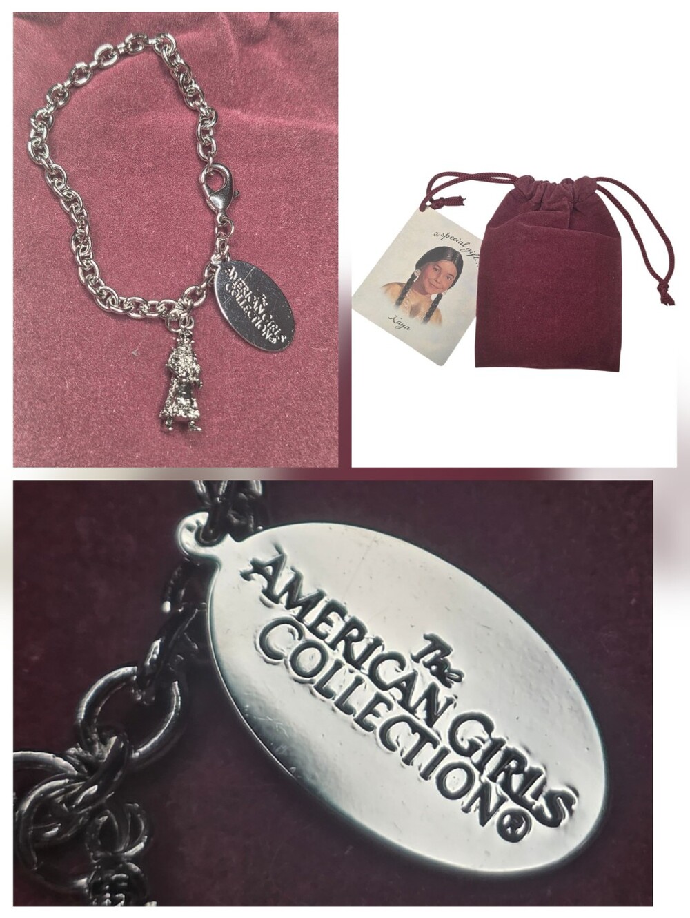 The American Girls Kaya Silver Charm Bracelet Vintage Hallmark Collectible